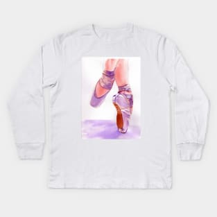 Ballet Pointe Shoes Painting Kids Long Sleeve T-Shirt